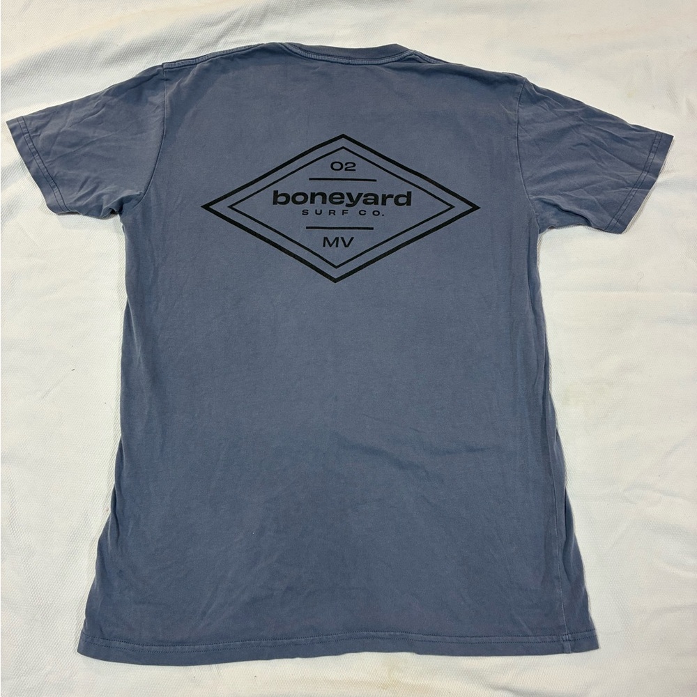 Boneyard‎ Surf Co. MV '02 Diamond Logo Tee Shirt Men's Medium 100% Cotton Blue